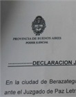 Declaración jurada ante el juez de Paz